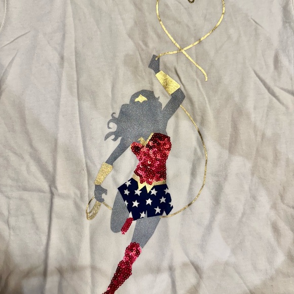 Like new GAP Cream Long Sleeve Shirt with Wonder Woman Design - Picture 2 of 4
